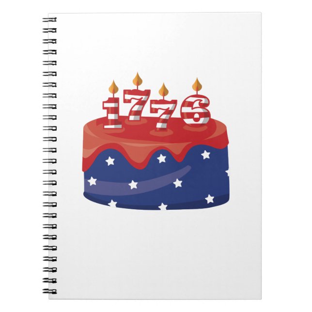 Caderno Espiral Bolo de aniversário de 1776 (Frente)