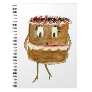 Caderno Espiral Bolo de Chocolate da Floresta Negra Engraçado e Ex