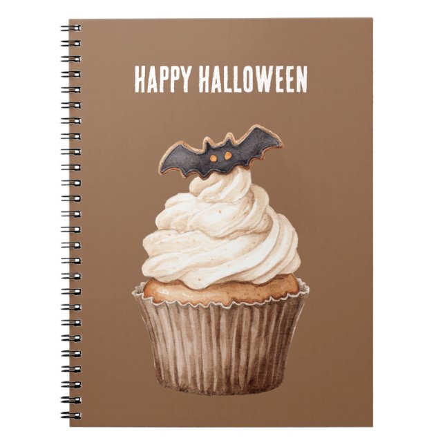 Caderno Espiral Bolo de Halloween de Morcego (Frente)