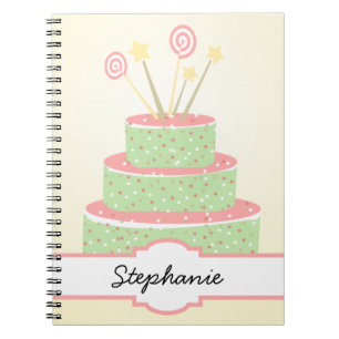 Caderno Espiral Bolo dos confetes • Bolo de aniversário verde