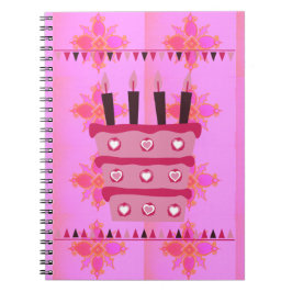 Caderno Espiral Bolo Floral de Aniversário para a Impressão de Art