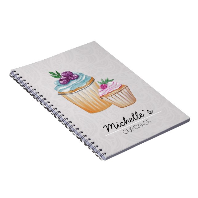 Caderno Espiral Bolos E Frutas De Aquarela (Lado Direito)