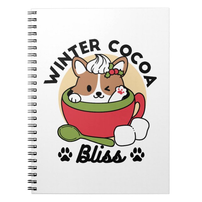 Caderno Espiral Bolsa de Cacau de inverno - Cachorro-Bonito em Des (Frente)