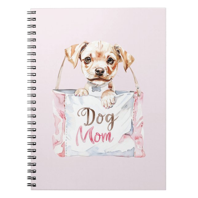 Caderno Espiral Bolsa de Mãe de Cachorro Rosa Bege (Frente)