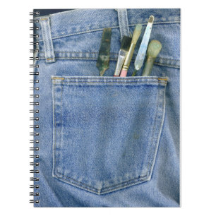 Caderno Espiral Bolso da sarja de Nimes com escovas