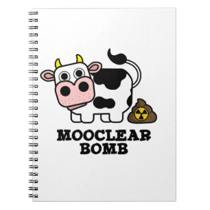 Caderno Espiral Bomba Mooclear Vaca Engraçada Trocadilho
