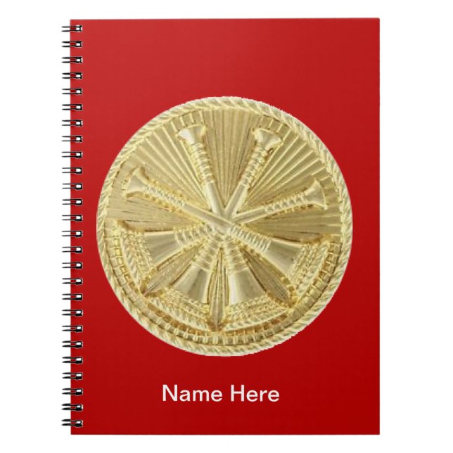 Caderno Espiral Bombeiro 4 Medalhão Dourado de Bugle (Frente)