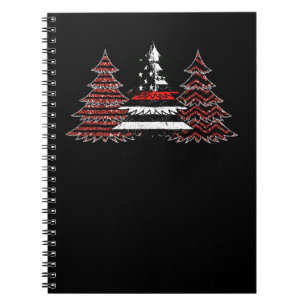 Caderno Espiral Bombeiro Bombeiro USA Flag Pine Trees Firemoon