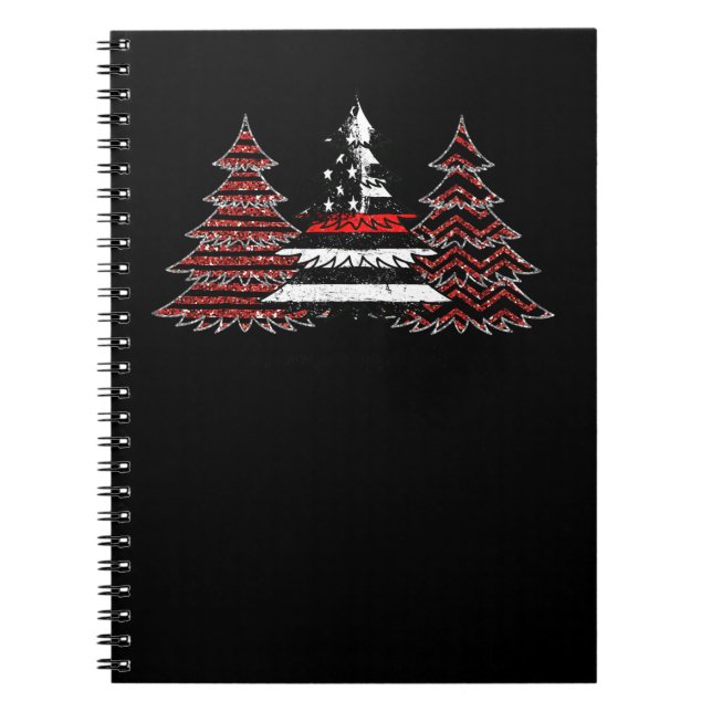 Caderno Espiral Bombeiro Bombeiro USA Flag Pine Trees Firemoon (Frente)
