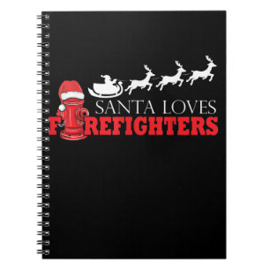 Caderno Espiral Bombeiro Natal Presente Papai Noel Fireman