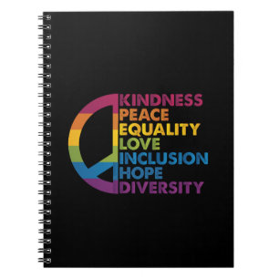 Caderno Espiral Bondade Paz Igualdade Amor Inclusão Esperança Dive
