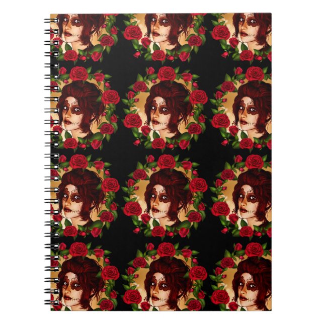 Caderno Espiral Boneca de Açúcar rosa vermelha (Frente)