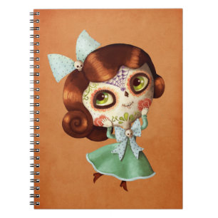 Caderno Espiral Boneca de Diâmetro de Los Muertos Vintage