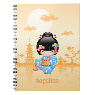 Caderno Espiral Boneca de Maiko Kokeshi - menina de gueixa