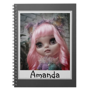 Caderno Espiral Boneca, foto de boneca, presente