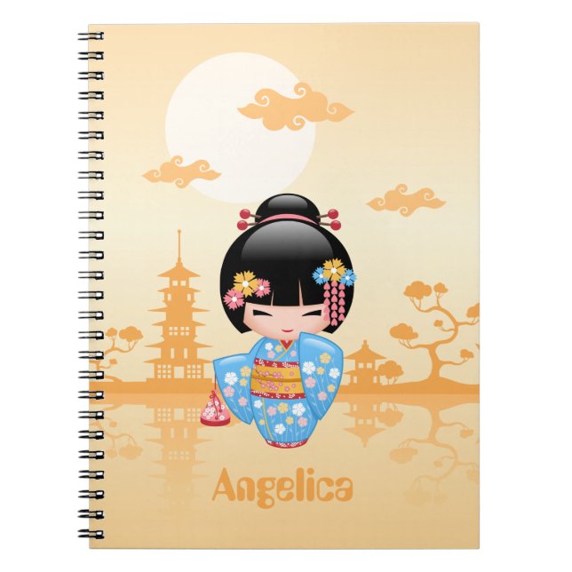 Caderno Espiral Boneca Maiko Kokeshi - Garota Geisha Japonesa Boni (Frente)