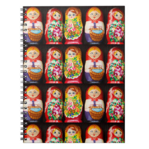 Caderno Espiral Bonecas Coloridas Matryoshka 