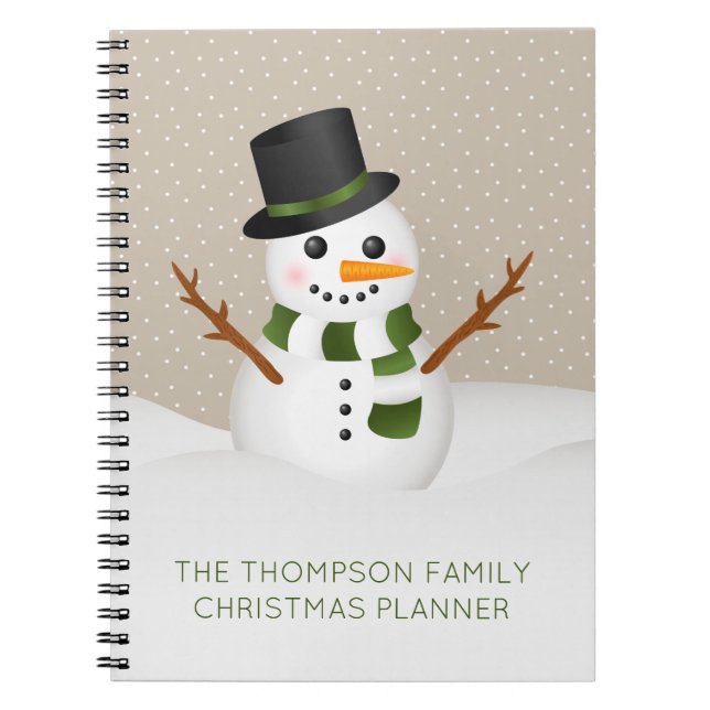 Caderno Espiral Boneco de Neve Adorável Com Título Personalizado N (Frente)
