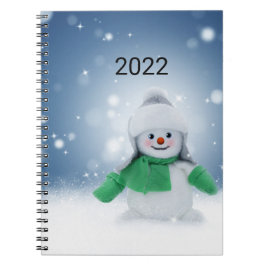 Caderno Espiral Boneco de neve com um cachecol verde