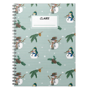 Caderno Espiral Bonecos de neve fofos. Nome personalizado