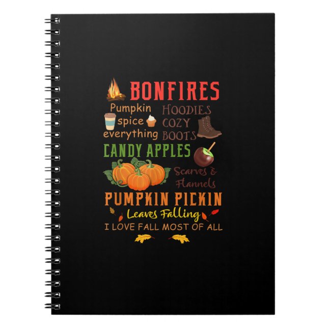 Caderno Espiral Bonfire Pumpkin Spice Tudo Cai Presente (Frente)