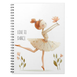 Caderno Espiral Bonita Ballerina Balé Adora Dançar Watercolor