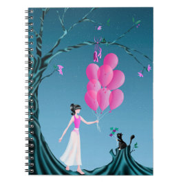 Caderno Espiral Bonita Ballerina e Cat Night Sky