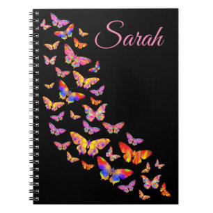 Caderno Espiral Bonita Borboleta Psicodélica Pop Art Sarah Name