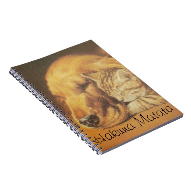 Caderno Espiral Bonita Impressão de Arte de Cachorro e Gato Incrív (Lado Direito)