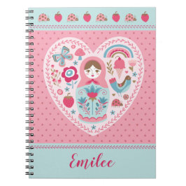 Caderno Espiral Bonita Matryoshka Rússia Rosa Rosa