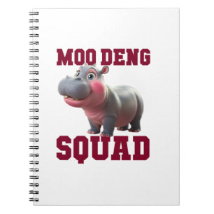 Caderno Espiral Bonita MOO DENG SQUAD Baby Hippo Team Anima Menina
