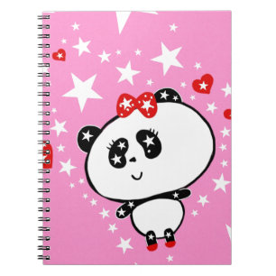 Caderno Espiral Bonita Panda Bears Engraçada Personalizada