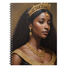 Caderno Espiral Bonita Rainha Negra Vestindo Dourada Coroa