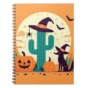 Caderno Espiral Bonita, sudoeste do deserto do Halloween/cacto