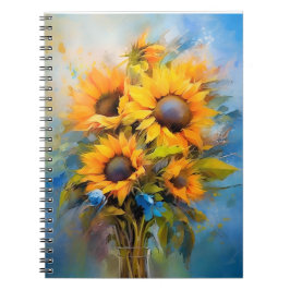 Caderno Espiral Bonita Sunflower Buquê Nature Arte Botânica