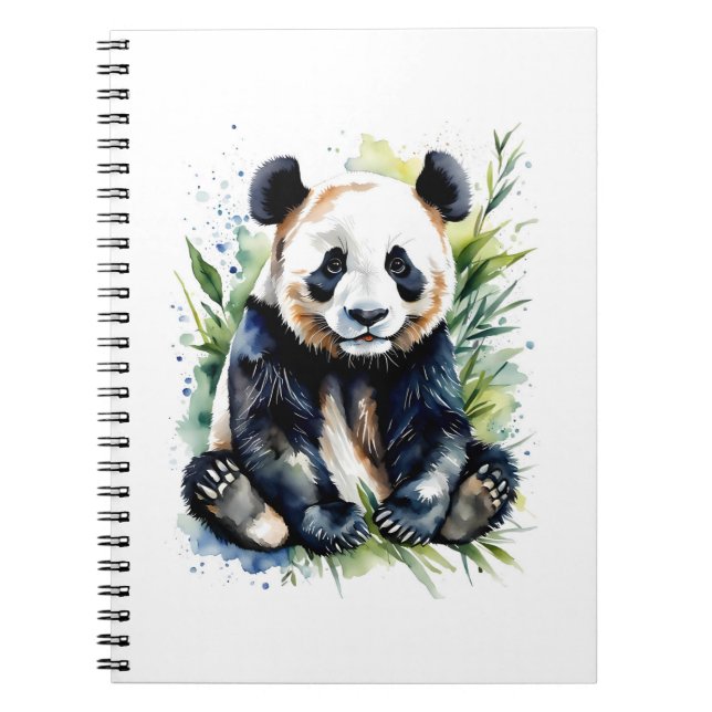 Caderno Espiral Bonita Watercolor Panda Bear (Frente)