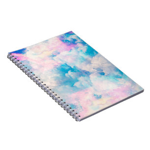 Caderno Espiral Bonito Arco-Íris Nuvens Estéticas design