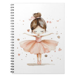 Caderno Espiral Bonito Ballerina Balé Dança Amor Corações Aquarela