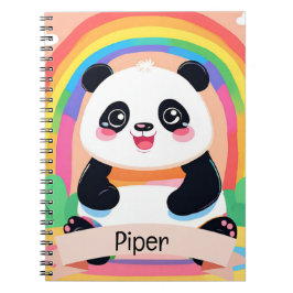 Caderno Espiral Bonito Bebê Panda Rainbow