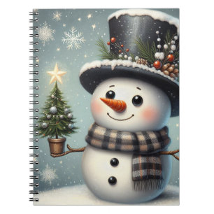 Caderno Espiral Bonito boneco de Natal/Neve de inverno