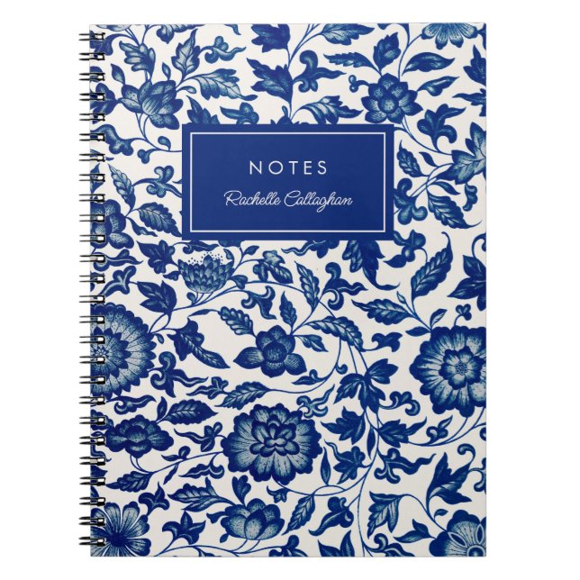 Caderno Espiral Bonito Chinoiserie Chinesa Floral Vintage (Frente)