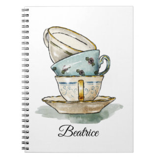 Caderno Espiral Bonito cor d'água do teacup