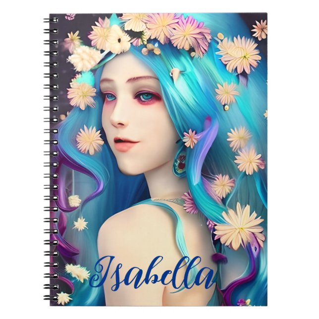 Caderno Espiral Bonito Eetérea com Flores Personalizadas (Frente)