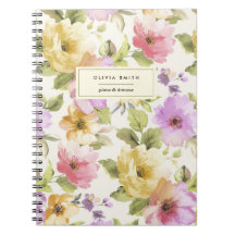 Bonito Elegante Watercolor Floral Girly Seu Nome