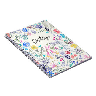 Caderno Espiral Bonito floral pintado