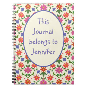 Caderno Espiral Bonito Floral Rangoli no Ecru Spiral Notebook