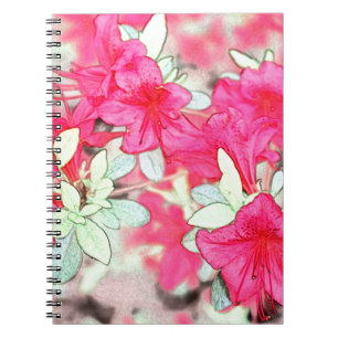 Caderno Espiral bonito flores rosa de azálea. Planta de jardim