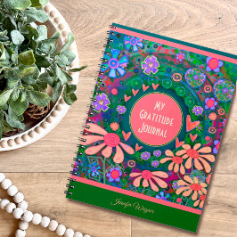 Caderno Espiral Bonito flores rosa Diário de gratidão