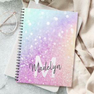 Caderno Espiral Bonito Holographic Glitter Girly Glamorosa