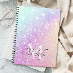 Caderno Espiral Bonito Holographic Glitter Girly Glamorosa
